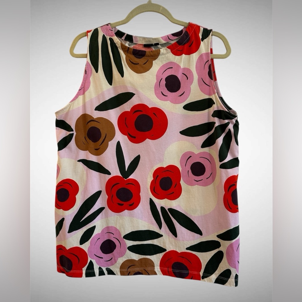 Marimekko x Uniqlo Women Graphic Sleeveless Tank Top Floral Relaxed fit size XXL